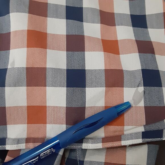 Lucky Brand Button Shirt Mens Blue Orange Slim Fit Plaid Long Sleeve XL - Picture 5 of 9